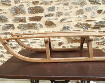 Vintage Norwegian DAVOS wooden slatted traditional Sledge/Sleigh
