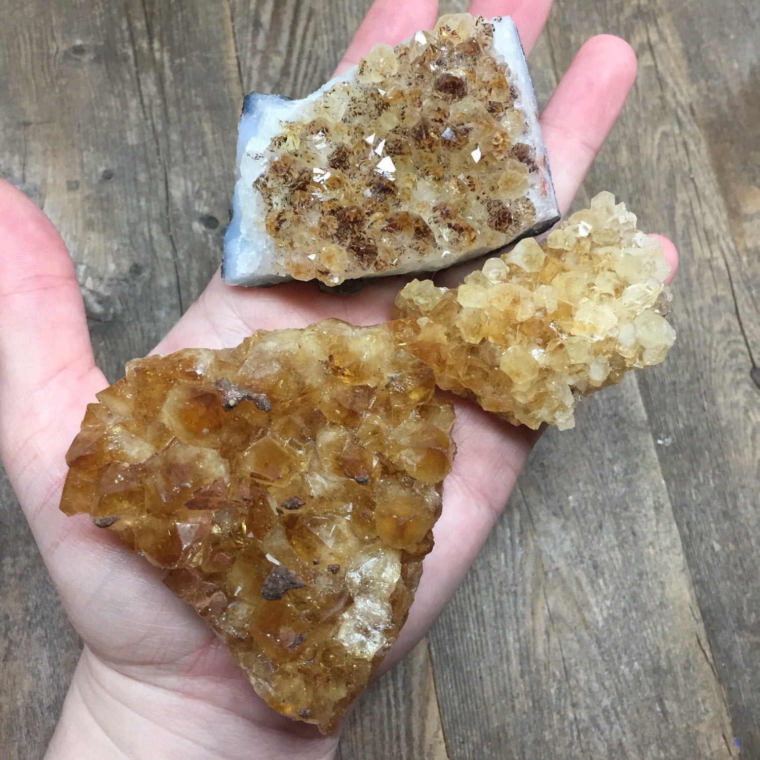 3 Citrine Crystals Small Raw Crystal Citrine Geode Chunks Citrine