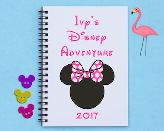 Disney autograph book, Personalized - Minnie Mouse with Bow - "Name's Disney Adventure" - 5" x 7" autograph book, memory book, scrapbook