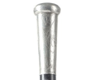 Sterling and ebonized wood cane/parasol handle