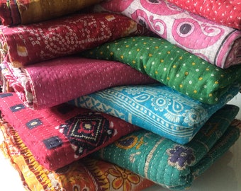 10 Pcs Wholesale Lot Bohemian picnic rug kantha quilt / handmade reversible Indian throw / vintage bedspread / Kantha throw / Baby Quilt