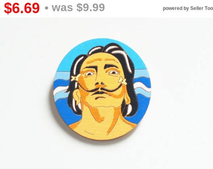 Salvador Dali // Wooden brooch is covered with ECO paint // Laser Cut // 2016 Best Trends // Fresh Gifts //Style// Masterpieces Of Painting