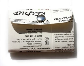 Recycled paper wallet Russian kefir carton black and white strong paper purse Russian text pouch Izbenka carton portemonnee unisex gift idea