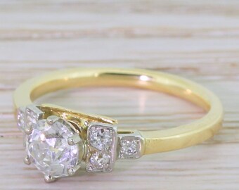 Art Deco 0.77 Carat Old Cut Diamond Engagement Ring, circa 1930