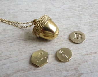 Secret Container Acorn Locket Necklace