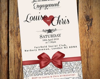 Engagement Party Invitations - Bow & Heart