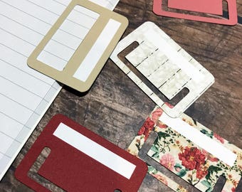Tuck Tabs - Planner Tabs - Removable Planner Tabs. Set of 15. Shabby Roses