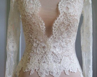 Wedding bolero-jacket of lace, long sleeve,short sleeve, 3/4 sleeve, alencon . Unique beautiful, romantic wedding jacket- bolero POLA 1