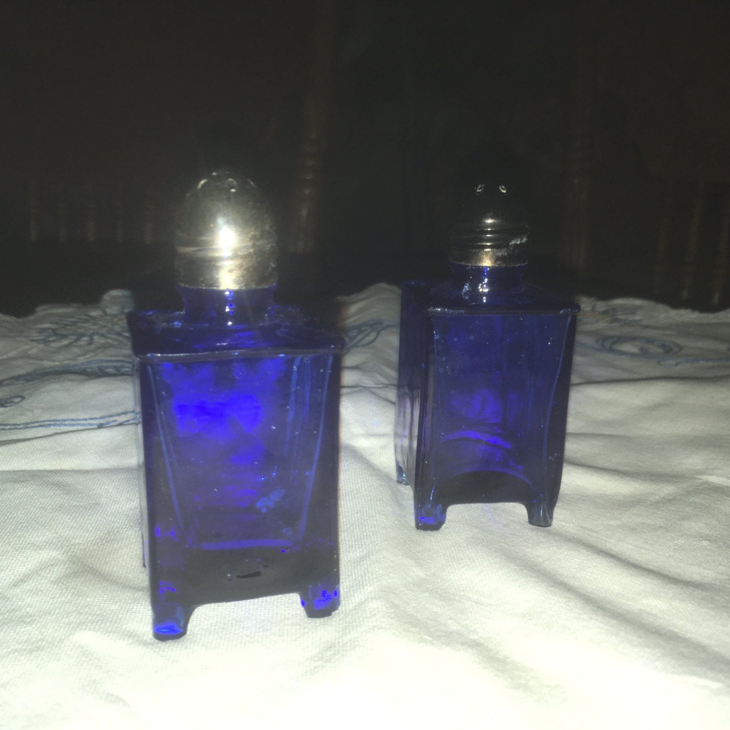 Download Vintage Depression Glass Cobalt Blue Icebox Salt And Pepper