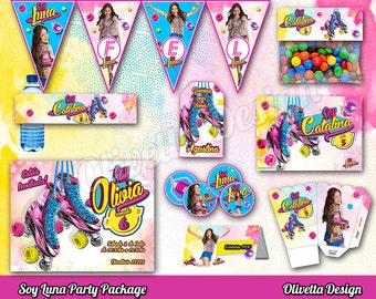 Soy Luna Party Package, Soy Luna Invitation, Printable Soy Luna Party, Digital File Birthday Party - Customized