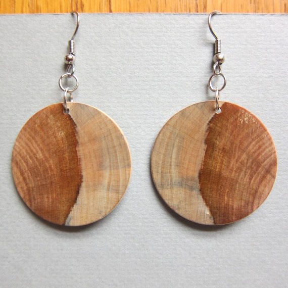 Circle, Earrings Norfolk Island Pine, Exotic Wood  hypoallergenic handmade ExoticwoodJewelryAnd