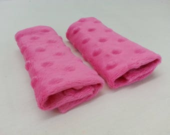 Hot Pink Minky Car Seat Strap Covers for Infant/Baby/Toddler - Reversible