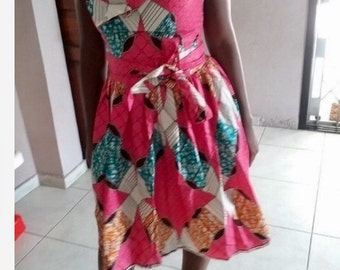 african patchwork print dress size M
