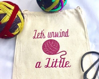 Knitting project bag/knittinng drawstringbag/knitting sock bag/ crochet project bag/ notions bag