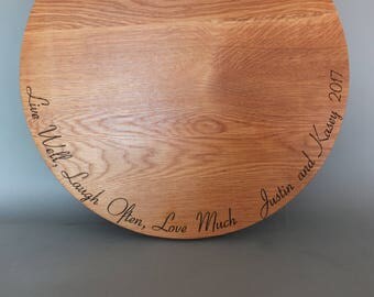 Live Well Laugh Often Love Much Cutting Board Engraved with Names and Wedding Date in Cherry, Walnut, Maple or White Oak Wood