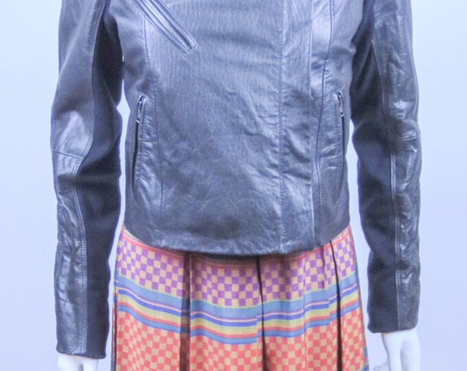 80s striped checkered pleated printed Liz Claiborne midi skirt