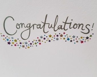 School Graduation card, Graduation card for him, Congratulations colorful foiled stars card, Graduation card for her,