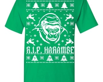 Rest in Peace Harambe Ugly Christmas Sweater Men's TEE Shirt 1551