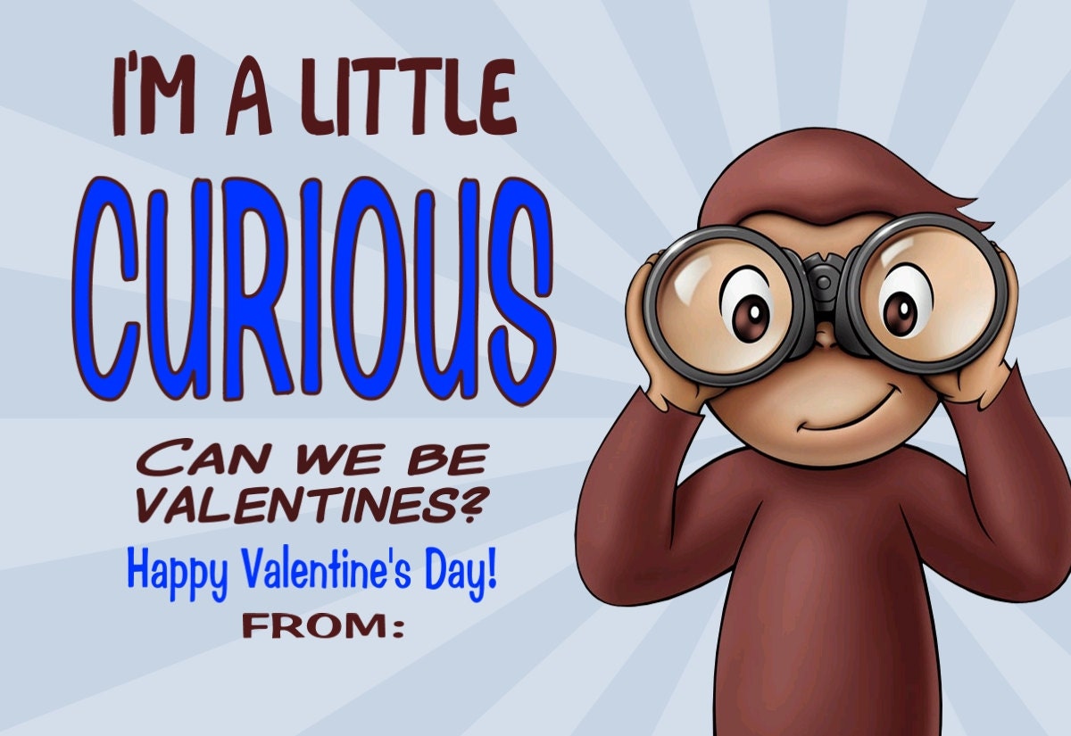 Curious George Valentine Cards Print at Home File