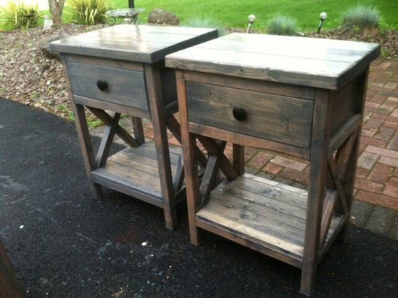 Rustic X Style Nightstands Set of 2 by SchanfishDesigns on ...