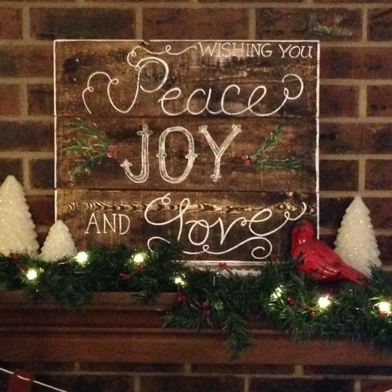 Wishing you Peace Love and Joy-Pallet Holiday Sign