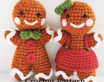 Crochet Christmas Pattern, Gingerbread Pattern, Amigurumi Christmas Pattern, Crochet Toy Pattern, Crochet Gingerbread, Holiday Pattern, PDF