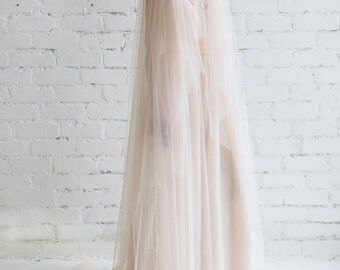 Wedding Veil, Blush Veil, Bridal Veil Chapel Cathedral , Blushing Tulle Veil ,Wide 108'' Veil - Julia