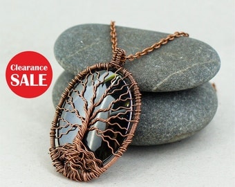 Tree of life necklace Hematite jewelry Copper anniversary gift for her Mothers day gift for daughter necklace December birthstone necklace