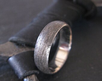 Oxidized Sterling Silver Ring Man Wedding Band Man Wedding Ring 6mm Mens Wedding Band Viking Ring Rustic Man Wedding Brushed Domed Unique Ri