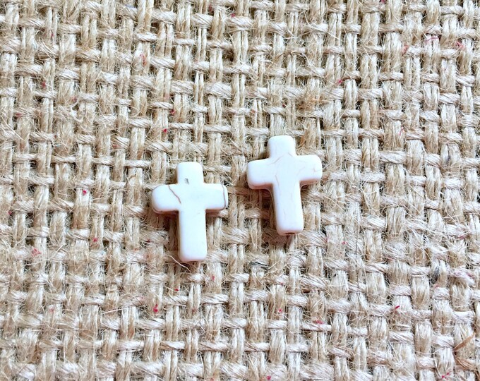 Howlite Cross Studs, Cowgirl Cross Studs, Neon Cross Studs, Religious Studs, Howlite Earrings, Western Cross Studs, Tiny Cross Studs