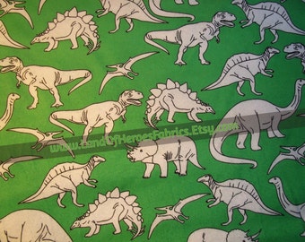 A Very Fun Flannel Fabric Covered with Everyone's Favorite Dinosaurs: T-Rex, Pterodactyls and MORE! - By the Fat Quarter, Half-Yard or Yard
