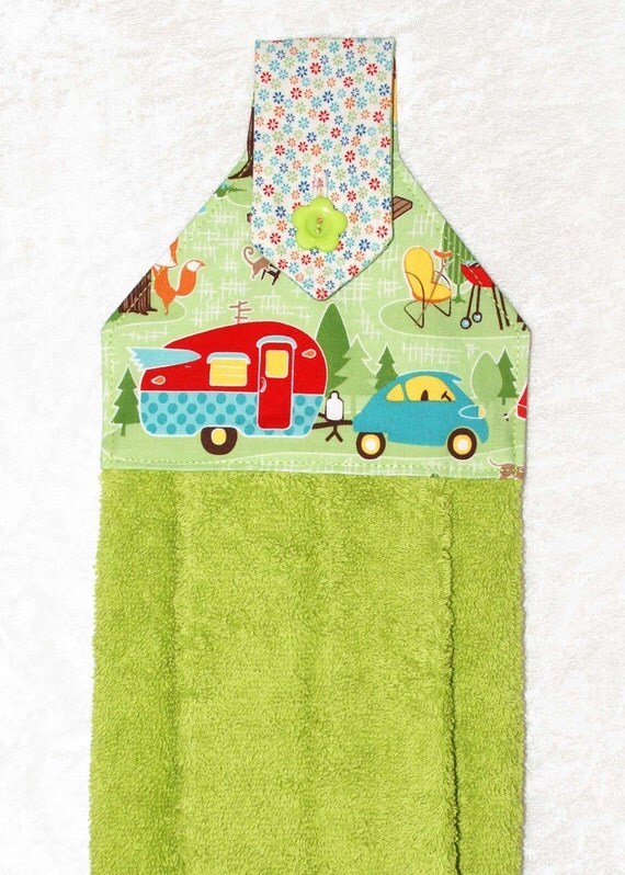 Green Camping Towel Green Camper Hand Towel Kitchen Towel