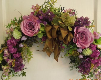 24" Spring-Summer Purple and Sage Flora Swag