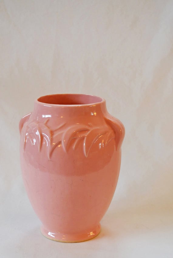 Vintage McCoy Salmon Pink Flower Vase