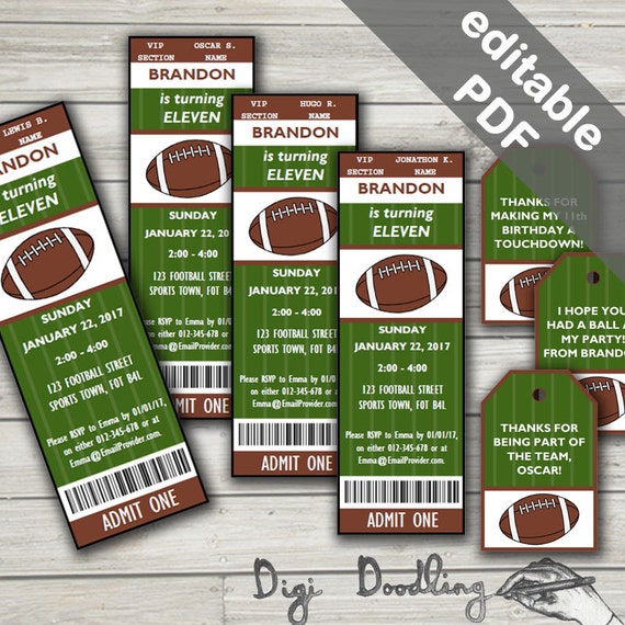 American Football Party Invitations And Free Football Favor