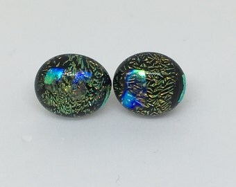 Sterling Silver 925 - Dichroic Fused Glass - Earrings