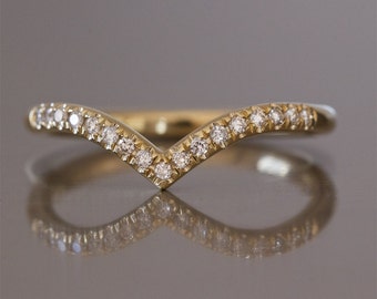 curved wedding band , diamond v ring , curved wedding ring , chevron diamond ring , elegant wedding ring , thin diamond ring , curved ring