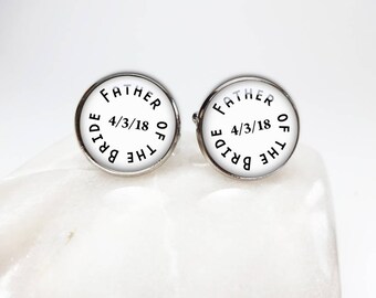 Father of the Bride cuff links Custom wedding cuff links Personalized cuff links FOB cuff links personalized gift from bride dad cuff links