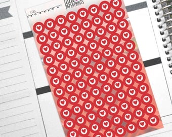 96 Red Heart Bullseye Stickers - "Red Heart Bullseye" - Exclusive Shopping Decorative Planner Stickers