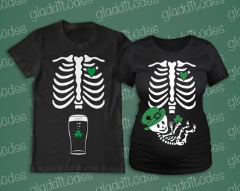 St. Patricks Maternity and Dad-to-be Skeleton T-shirts