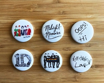 One Direction Pinback Button Set, One Direction Pins, Harry Styles, Zayn Malik, One Direction Birthday Gift, One Direction Lyrics, 1D Gifts