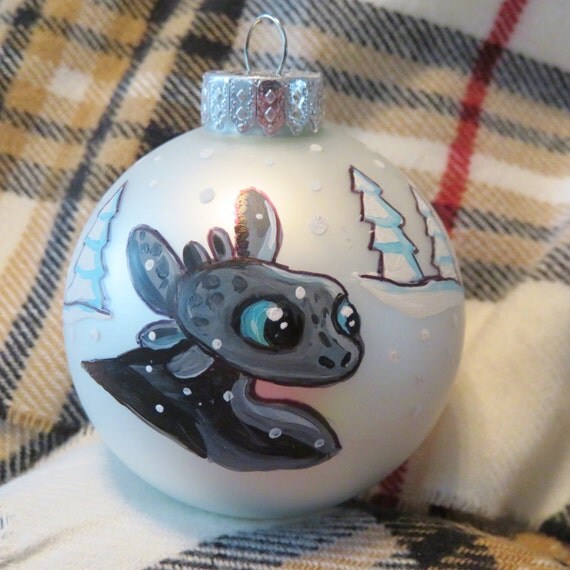 Toothless from How to Train Your Dragon hand painted ornament