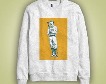 Sweatshirt gris joueur de baseball PHILADELPHIA OAKLAND ATHLETIC'S en 1874 - illustration sport couleur imprimée