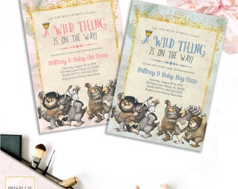 Where The Wild Things Are Invitation, Where The Wild Things Are Baby Shower, Wild Thing On the Way, Storybook Baby Shower Invitation