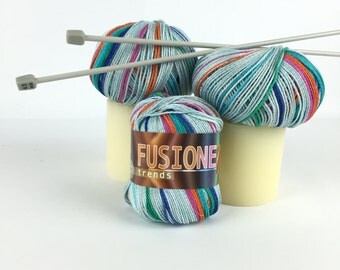 Italian Yarn Adriafil Fusione 25 - Cotton Yarn - Summer Yarn - Knitting Yarn - Crochet Yarn -multi colored - Plied yarn