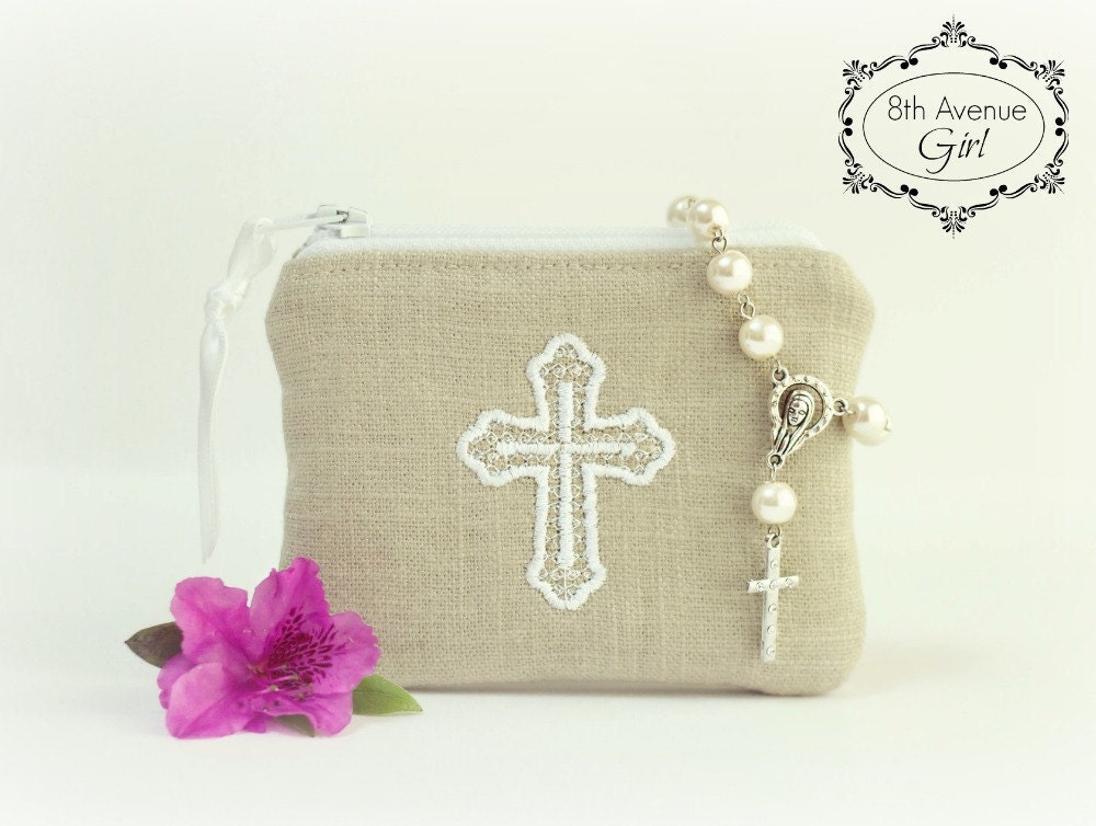 Personalized rosary pouch Monogrammed rosary pouch Rosary