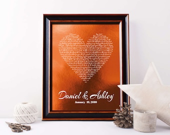7th Anniversary Copper gift, First dance song, Wow, 22 or 7 Years Together, 22nd anniversary gift, any text - PA1003