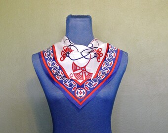 Vintage Paoli Acetate Scarf, Red, White, and Blue