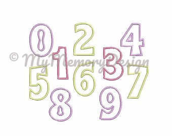 Applique numbers , Numbers embroidery design , Number Applique design , 0-9 numbers , 3 inch numbers , 4 inch numbers , 5 inch numbers