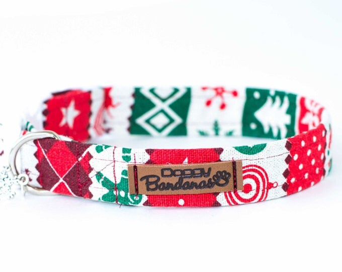 Christmas Dog Collar Winter Festive Dog Collar Snowflake Canvas Dog Collar Red Boots Dog Collar Holiday Xmas Dog Collar Christmas Gift Pet
